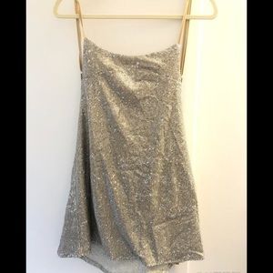 Open back dress shiny